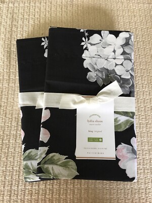 Set/2 Pottery Barn Lydia King Shams Gorgeous!! Black-image