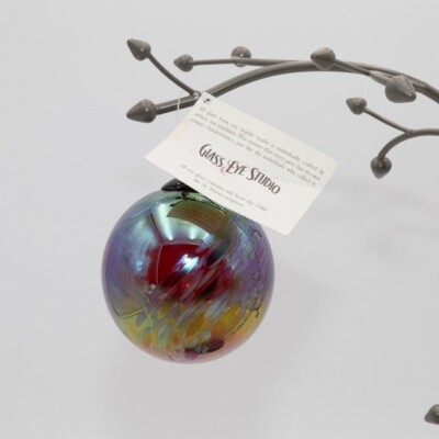 Glass Eye Studio Art Glass Hand-Blown Round Ornament Iridescent Multicolor-image