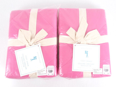 Pottery Barn Kids Cozy Pillow Sham Set of 2 Standard Quilted Bright Pink NWT-image