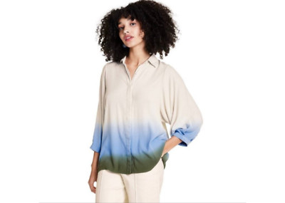 Women's Dip-Dye Long Sleeve Button-Down Shirt- Rachel Comey Multiple Sz. MSRP$40-image