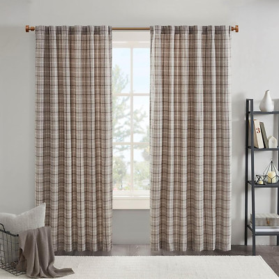 Madison Park Anaheim Cabin Plaid Curtain Window, Thermal Insulated Fleece Lining-image