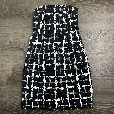 Express Design Studio Womans A-Line Dress Black White Strapless Zip Size 2-image