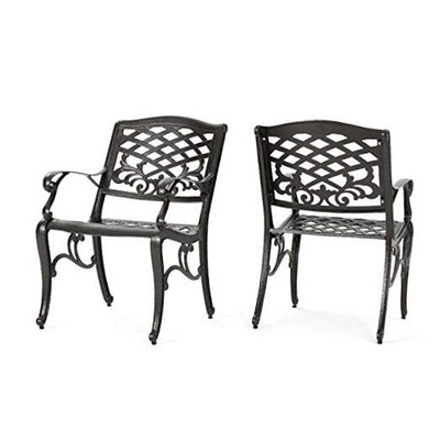  Sarasota Outdoor Cast Aluminum Outdoor Chairs, 2-Pcs Set, Hammered Bronze -image