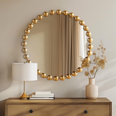 Madison Park Wall Décor Marlowe Metal Spherical Frame Round Mirror for Living...-image