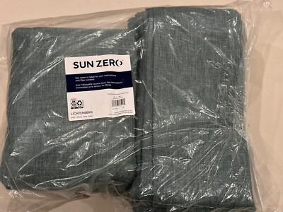 Sun Zero Lichtenberg Grommet Curtains 2 Panels - 100”x63” Teal-image