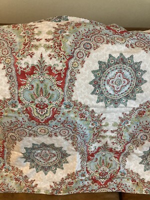 Pottery Barn Euro Sham Neena 28 X 30 Envelope  Ivory W/Blues Beautiful-image