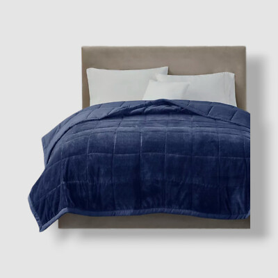Madison Park Blue Reversible HeiQ Smart Temp Down Alternative King Size Blanket-image