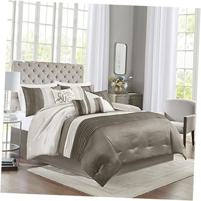  Amherst Faux Silk Comforter Set-Casual King (104 in x 92 in) Natural-image