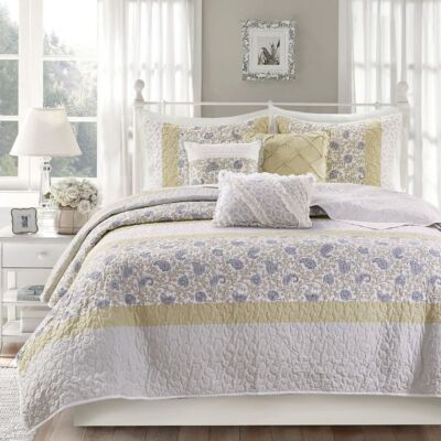 Madison Park Dawn 6 Piece Cotton Percale Reversible Coverlet Set - King/Cal King-image