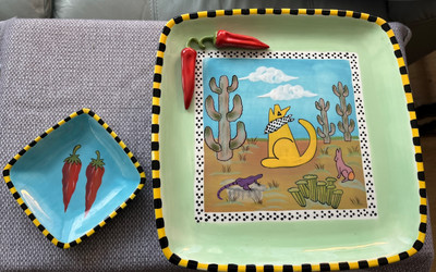 Southwestern Chip And Dip Serving Platter And Dip Plate By Zrike-image