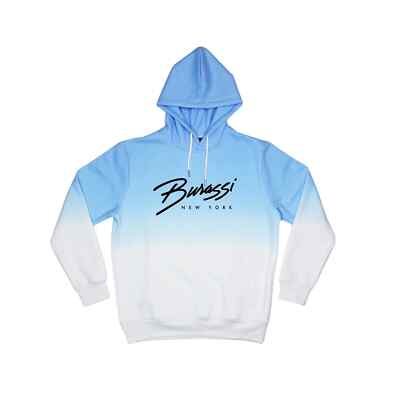 Burassi New York Blue Dip Fade Hoodie Blue White Size Large Pre-Owned Sweatshirt-image