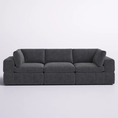 Antwand 108.5'' Corduroy Sofa, Dark Gray Corduroy 34'' H X 108.5'' W X 39.5'' D-image
