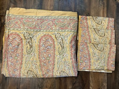 Pottery Barn King Size Duvet + 3 Standard Shams Paisley Pattern-image