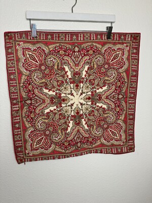 Pottery Barn Red Paisley Pillow Cover / Case Cotton & Linen  23 in x 23 in -image