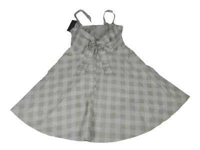 CITY STUDIO Dress Sz 13 Day Green Gingham Bow At Back Sleeveless Short NWT-image
