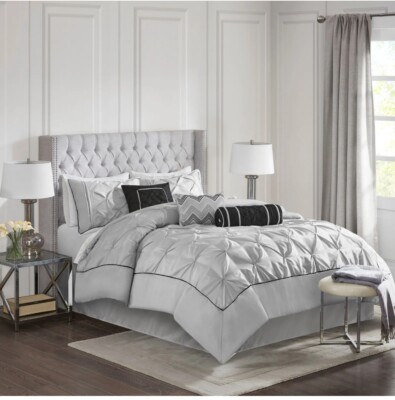 Madison Park Laurel 7 Piece Embroidery Tufted Comforter Grey King Size-image