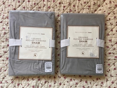 POTTERY BARN TEEN 100% Organic Cotton Ruched Diamond STANDARD Sham PAIR NEW-image