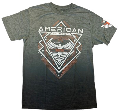 American Fighter Men's T-Shirt Grey Black Dip Dye Puff Print Henagar Tee-image