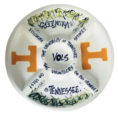 Tennessee Volunteers Large Veggie/Chip n Dip Ceramic Platter-Magnolia Lane-New-image