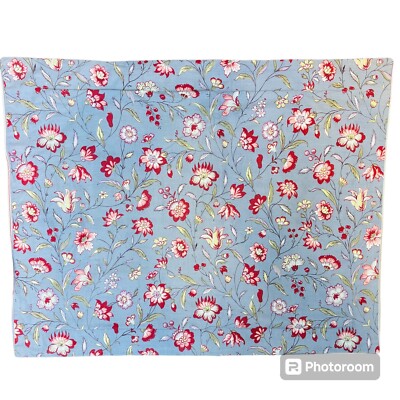 Pottery Barn Pillow Sham Standard Floral Stripe Cotton Blue Red Green 20