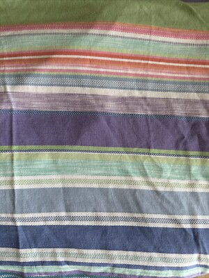 POTTERY BARN Multi-Color Pastel Striped Full/Queen Duvet  +2 Shams Heavy Cotton-image