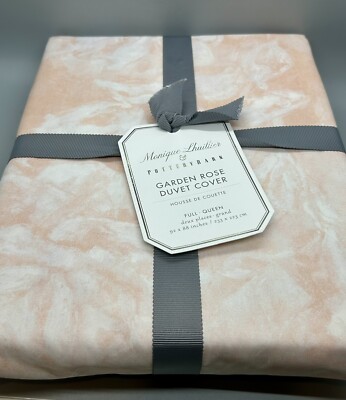 NEW Pottery Barn Monique Lhuillier Garden Rose Duvet Cover Full/Queen Blush FLAW-image