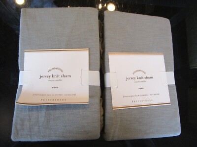 2  Pottery Barn Jersey knit euro shams flagstone gray grey New with tag-image