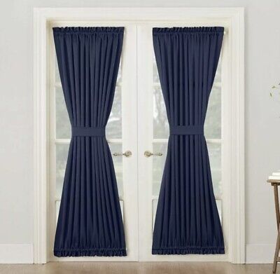 (2) - Seymour Energy Efficient Door Curtain Panel Blue Sun Zero 72
