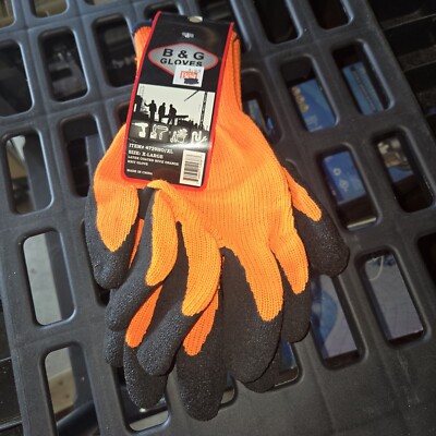 B&G Latex Dipped High-Visibility Orange Knit Work Gloves XL-image