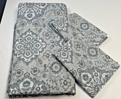 Pottery Barn Duvet Set Giovanna Cali King + Shams (2) Slate Gray 100% Cott-image