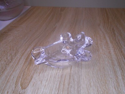 ART VERRIER CRYSTAL FRANCE RECLINING BEAR SHAPED BOWL-TEA LIGHT TRINKET DISH-image