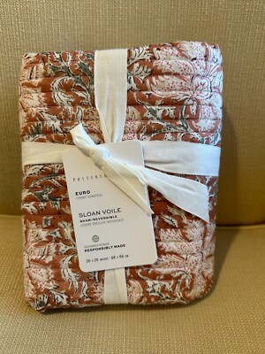 NEW Pottery Barn Sloan Voile Reversible EURO Sham Terracotta No Longer Available-image