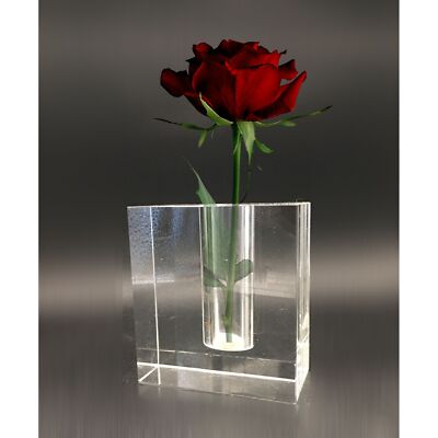 Vintage Crystal Block Form Vase Square France Art Deco 1930's Mid-Century Modern-image