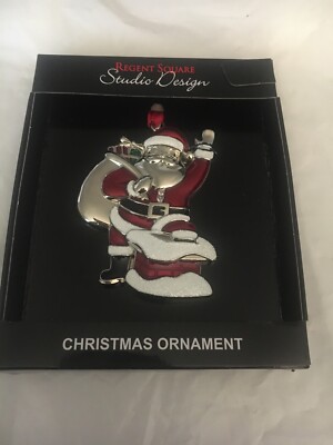 REGENT SQUARE STUDIO DESIGN HAPPY SANTA 🎅🏻 HOLIDAY ORNAMENT NEW IN BOX-image