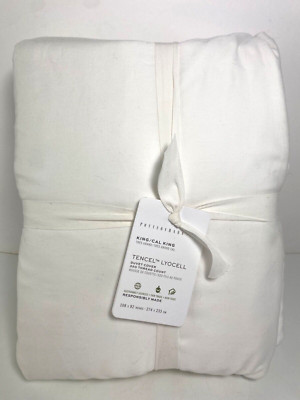 Pottery Barn Tencel Lyocell White King / Cal King Duvet Cover NWT-image