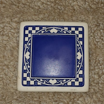 Handcrafted For Village Candle Heart Land Studios INC Square Ceramic Blue Holder-image