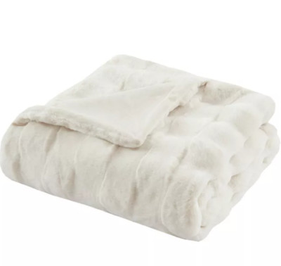 Madison Park Vivienne Luxury Faux Fur - IVORY - Throw 50