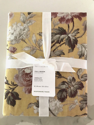 Pottery Barn Ansley Yellow Floral Duvet,  Full.Queen, New W/$99.00Tag-image