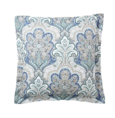 Pottery Barn Jordana Paisley Sham Euro 26 x 26 Percale Cotton Flange Blue Green-image