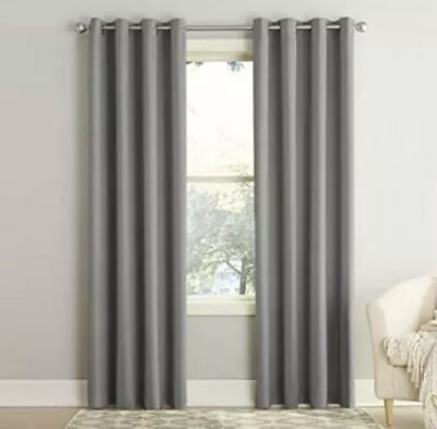 Sun Zero Lichtenberg Gray Window Panel Curtain Grommets 54x84 NEW-image