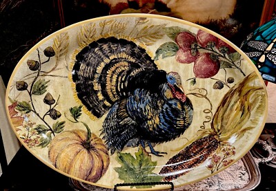 Beautiful POTTERY BARN Turkey 🦃 Platter-Extra Large-22.25 X 15.5 Fall/Turkey 🍁-image