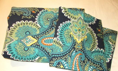 SET 3 Pottery Barn Leah Abstract Navy Paisley Queen Full Duvet 2 Standard Shams-image