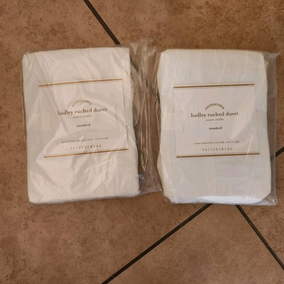 NEW S/2 Pottery Barn voile ruched ruffled hadley standard sham white-image