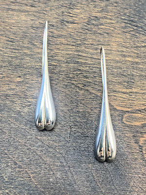 Vintage Artisan ART studio BRUTALIST Mid century Modern Drop Sterling Earrings-image