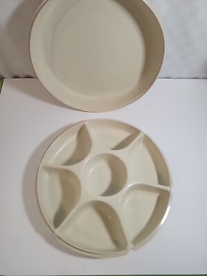 Vintage Tupperware Chip Dip Snack Serving Tray with Lid 1665-2 Party Veggie Tray-image
