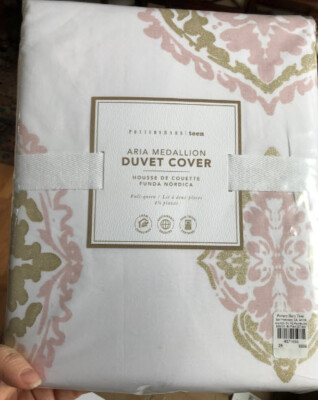 Pottery Barn Aria Medallion Duvet Cover Pale Blush Queen 2 Standard Shams Teens-image