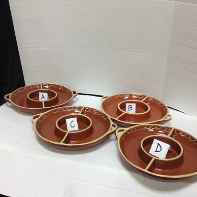 Pottery Barn Agave Chip and Dip Platter Bowl Terra Cotta Fiesta Dish Plate Large-image