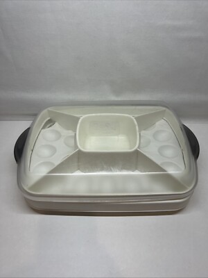 Pampered Chef Chillzanne Rectangle Server Deviled Eggs Veggie Dip Tray 2781-image