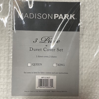 Madison Park 100% Cotton Duvet/ 3 Piece Set / King / All Season / White-image