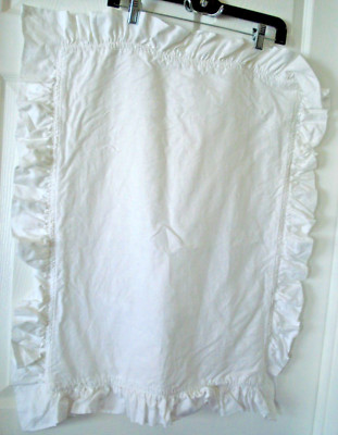 Pottery Barn White 100% Linen Ruffle Edge Standard Pillow Sham NEW-image